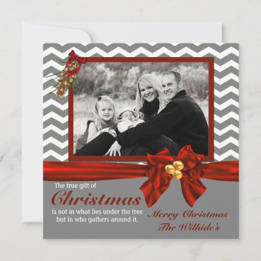 Gray Chevron met kerstkaart (Voorkant)