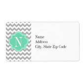 Gray Chevron met Mint Monogram Etiket (Voorkant)