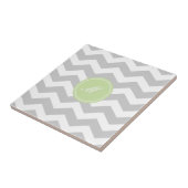 Gray Chevron met Monogram Tiles Tegeltje (Zijkant)