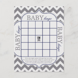 Gray Chevron met Panda Baby Bingo Briefkaart