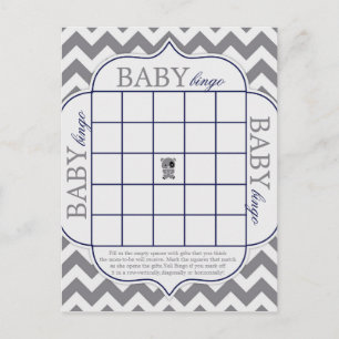 Gray Chevron met Panda Baby Bingo Briefkaart