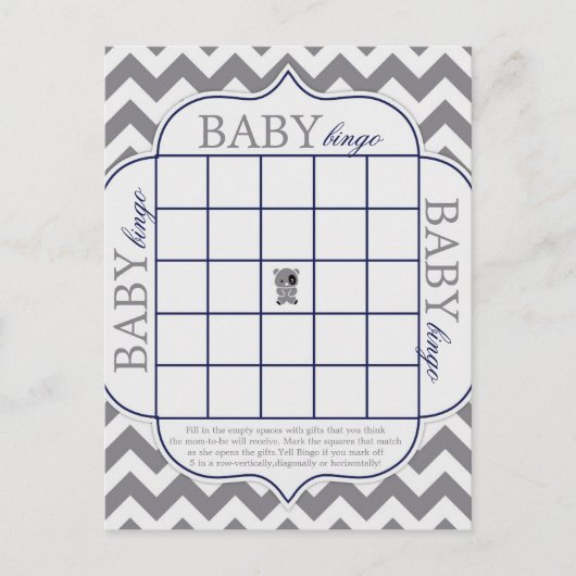 Gray Chevron met Panda Baby Bingo Briefkaart (Voorkant)