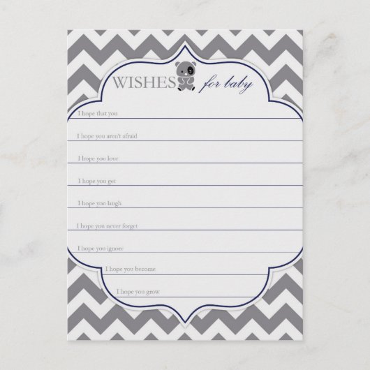 Gray Chevron met Panda wil Baby Advieskaart (Voorkant)