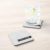 Gray Chevron met zwart gepersonaliseerd label Onderzetter (Rechterzijde)