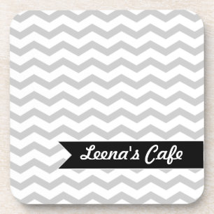 Gray Chevron met zwart gepersonaliseerd label Onderzetter