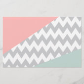 Gray Chevron Mint en Coral Briefpapier (Voorkant)