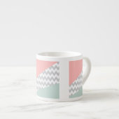 Gray Chevron Mint en Coral Espresso Kop (Voorkant rechts)
