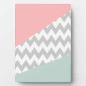 Gray Chevron Mint en Coral Fotoplaat (voorkant)