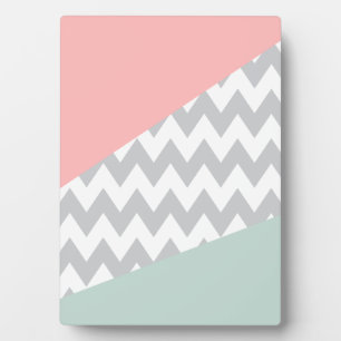 Gray Chevron Mint en Coral Fotoplaat