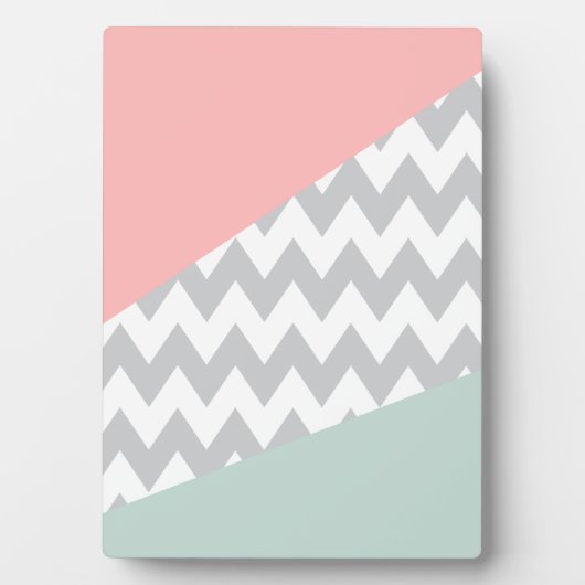 Gray Chevron Mint en Coral Fotoplaat (voorkant)