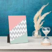 Gray Chevron Mint en Coral Fotoplaat (Zijkant)