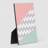 Gray Chevron Mint en Coral Fotoplaat (Zijkant)