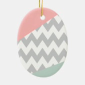 Gray Chevron Mint en Coral Keramisch Ornament (Achterkant)