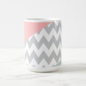 Gray Chevron Mint en Coral Koffiemok (Center)