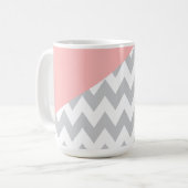 Gray Chevron Mint en Coral Koffiemok (Voorkant links)
