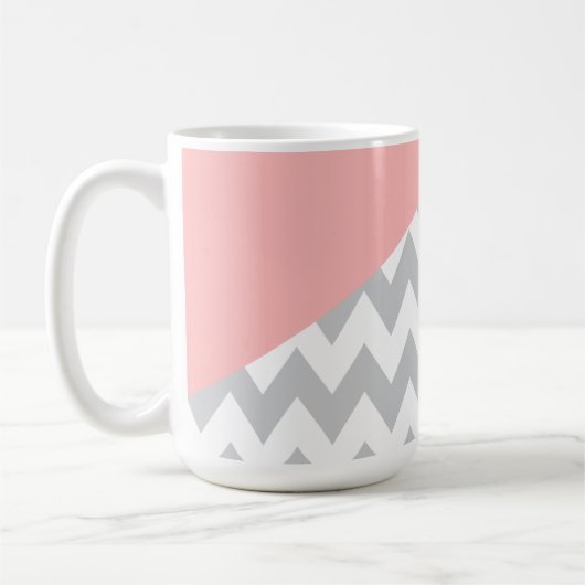 Gray Chevron Mint en Coral Koffiemok (Links)