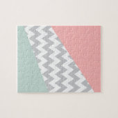 Gray Chevron Mint en Coral Legpuzzel (Horizontaal)
