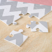 Gray Chevron Mint en Coral Legpuzzel (Zijkant)