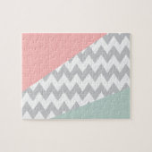 Gray Chevron Mint en Coral Legpuzzel (Horizontaal)