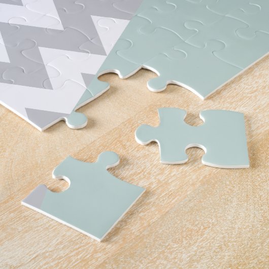 Gray Chevron Mint en Coral Legpuzzel (Zijkant)