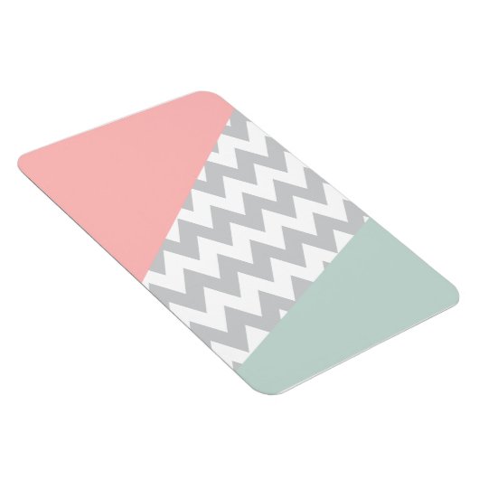 Gray Chevron Mint en Coral Magneet (Rechterzijde)
