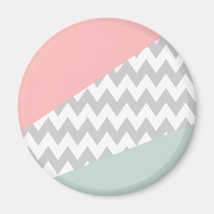 Gray Chevron Mint en Coral Magneet