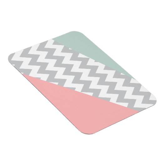 Gray Chevron Mint en Coral Magneet (Rechterzijde)