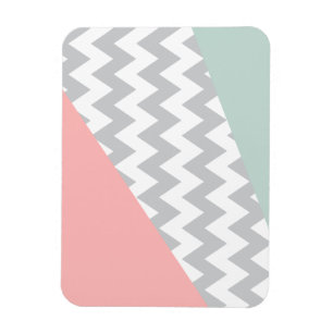 Gray Chevron Mint en Coral Magneet