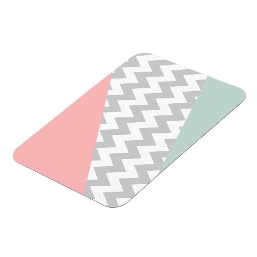 Gray Chevron Mint en Coral Magneet (Linkerzijde)