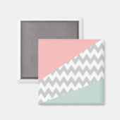 Gray Chevron Mint en Coral Magneet (Voorkant / Achterkant)