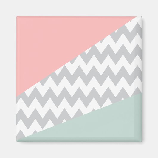 Gray Chevron Mint en Coral Magneet (Voorkant)