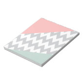 Gray Chevron Mint en Coral Notitieblok (Linkerzijde)