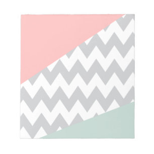 Gray Chevron Mint en Coral Notitieblok