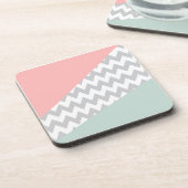 Gray Chevron Mint en Coral Onderzetter (Linkerzijde)