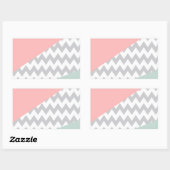 Gray Chevron Mint en Coral Rechthoekige Sticker (Vel)