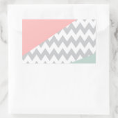 Gray Chevron Mint en Coral Rechthoekige Sticker (Tas)