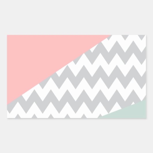 Gray Chevron Mint en Coral Rechthoekige Sticker (Voorkant)
