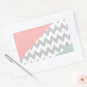 Gray Chevron Mint en Coral Rechthoekige Sticker (Envelop)