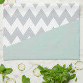 Gray Chevron - Mint en Coral Theedoek (Gevouwen)