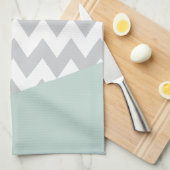 Gray Chevron - Mint en Coral Theedoek (Quarter Fold)