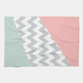 Gray Chevron - Mint en Coral Theedoek (Horizontaal)