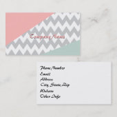 Gray Chevron Mint en Coral Visitekaartje (Voorkant / Achterkant)
