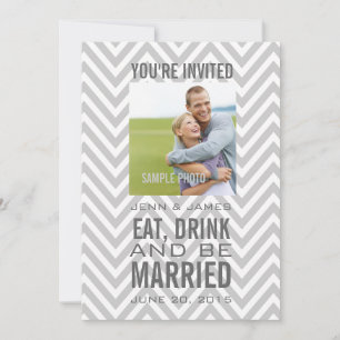 Gray Chevron Modern Foto Weddenschap Kaart