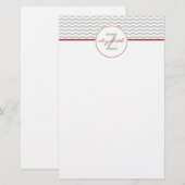 Gray Chevron Monogram Briefpapier (Voorkant / Achterkant)