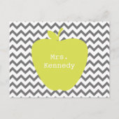 Gray Chevron Neon Apple leraar Briefkaart (Voorkant)