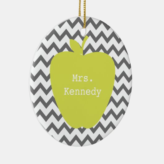 Gray Chevron Neon Apple leraar Keramisch Ornament (Rechts)