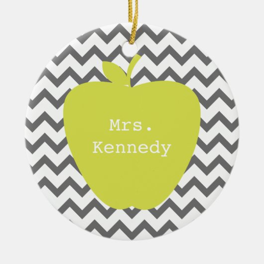 Gray Chevron Neon Apple leraar Keramisch Ornament (Voorkant)