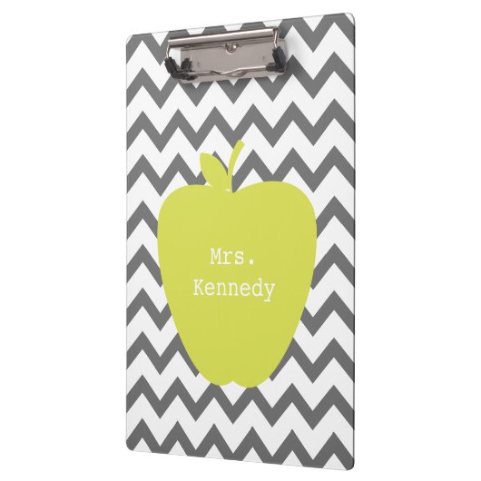 Gray Chevron Neon Apple leraar Klembord (Links)