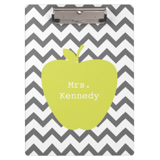 Gray Chevron Neon Apple leraar Klembord (Voorkant)