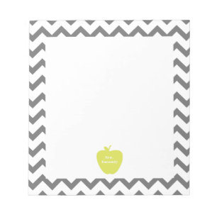 Gray Chevron Neon Apple leraar Notitieblok